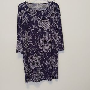 Blue back and white dress